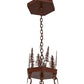 Meyda Lighting Wildlife at Pine Lake 60" 9-Light Rust Inverted Pendant Light With Silver Mica Shade Glass
