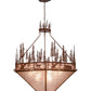 Meyda Lighting Wildlife at Pine Lake 60" 9-Light Rust Inverted Pendant Light With Silver Mica Shade Glass