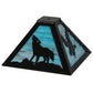 Meyda Lighting Wildlife on the Loose 16"W x 7"H Textured Black Frame and Blue Green Shade Glass