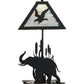 Meyda Lighting Wildlife on the Loose 22" 2-Light Textured Black Table Lamp With Blue Green Shade Glass and Lighted Base