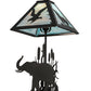 Meyda Lighting Wildlife on the Loose 22" 2-Light Textured Black Table Lamp With Blue Green Shade Glass and Lighted Base