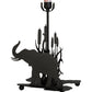 Meyda Lighting Wildlife on the Loose 22" 2-Light Textured Black Table Lamp With Blue Green Shade Glass and Lighted Base