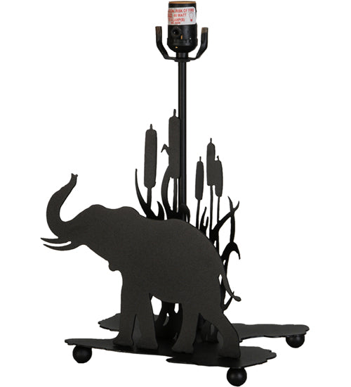 Meyda Lighting Wildlife on the Loose 22" 2-Light Textured Black Table Lamp With Blue Green Shade Glass and Lighted Base