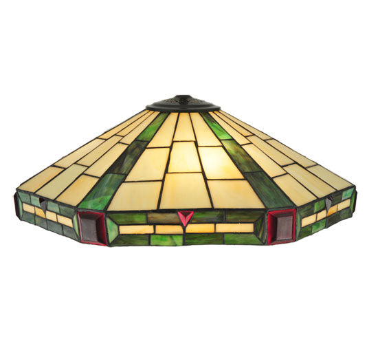 Meyda Lighting Wilkenson 20" 3-Light Mahogany Bronze Pendant Light With Multi-Colored Stained Shade Glass