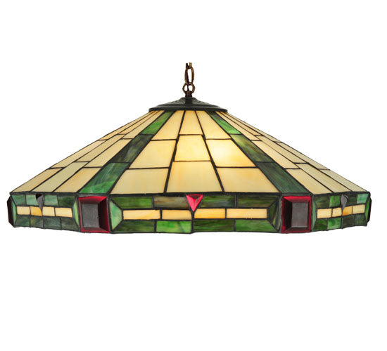 Meyda Lighting Wilkenson 20" 3-Light Mahogany Bronze Pendant Light With Multi-Colored Stained Shade Glass