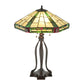 Meyda Lighting Wilkenson 30" 3-Light Mahogany Bronze Table Lamp With Multi-Colored Stained Shade Glass