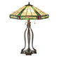 Meyda Lighting Wilkenson 30" 3-Light Mahogany Bronze Table Lamp With Multi-Colored Stained Shade Glass