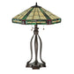 Meyda Lighting Wilkenson 30" 3-Light Mahogany Bronze Table Lamp With Multi-Colored Stained Shade Glass