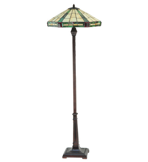 Meyda Lighting Wilkenson 65" 2-Light Mahogany Bronze Floor Lamp With Multi-Colored Stained Shade Glass