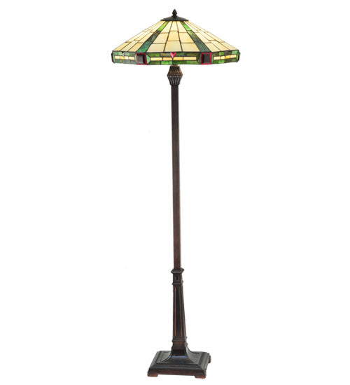 Meyda Lighting Wilkenson 65" 2-Light Mahogany Bronze Floor Lamp With Multi-Colored Stained Shade Glass