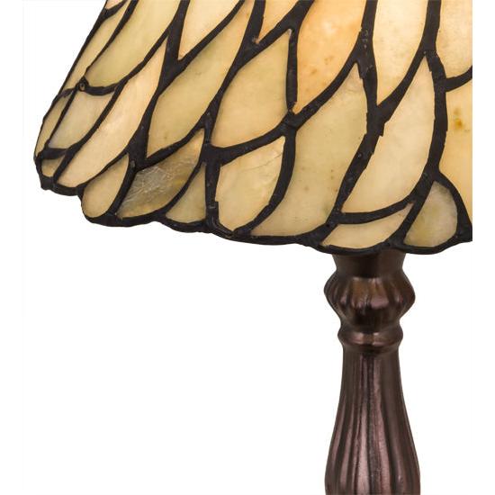 Meyda Lighting Willow 13" Mahogany Bronze Mini Table Lamp With Green Jadestone Shade Glass