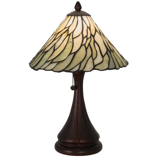 Meyda Lighting Willow 18" Mahogany Bronze Table Lamp With Green Jadestone Shade Glass
