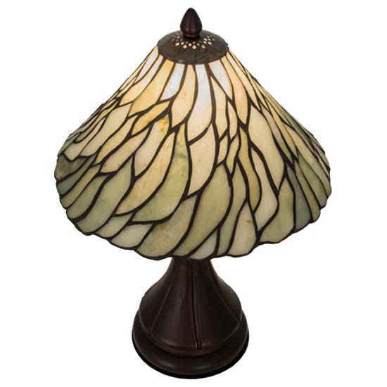 Meyda Lighting Willow 18" Mahogany Bronze Table Lamp With Green Jadestone Shade Glass