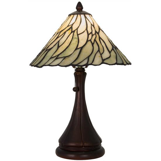 Meyda Lighting Willow 18" Mahogany Bronze Table Lamp With Green Jadestone Shade Glass