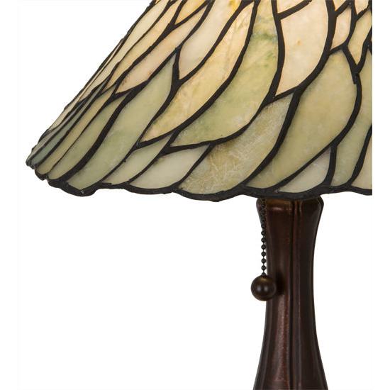Meyda Lighting Willow 18" Mahogany Bronze Table Lamp With Green Jadestone Shade Glass