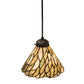 Meyda Lighting Willow 195418 8" Textured Black Mini Pendant Light With Green & Beige Jadestone Shade