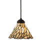 Meyda Lighting Willow 195418 8" Textured Black Mini Pendant Light With Green & Beige Jadestone Shade