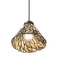 Meyda Lighting Willow 195418 8" Textured Black Mini Pendant Light With Green & Beige Jadestone Shade