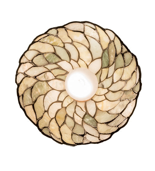 Meyda Lighting Willow 195418 8" Textured Black Mini Pendant Light With Green & Beige Jadestone Shade