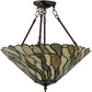 Meyda Lighting Willow 20" 3-Light Mahogany Bronze Inverted Pendant Light With Multi-Colored Jadestone Shade