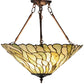 Meyda Lighting Willow 20" 3-Light Mahogany Bronze Inverted Pendant Light With Multi-Colored Jadestone Shade