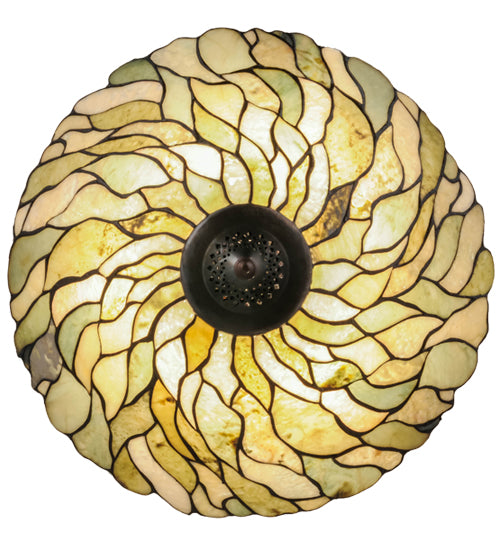 Meyda Lighting Willow 20" 3-Light Mahogany Bronze Inverted Pendant Light With Multi-Colored Jadestone Shade