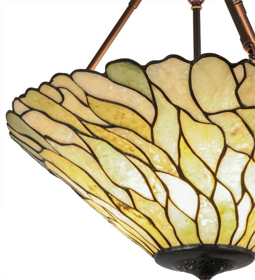 Meyda Lighting Willow 20" 3-Light Mahogany Bronze Inverted Pendant Light With Multi-Colored Jadestone Shade