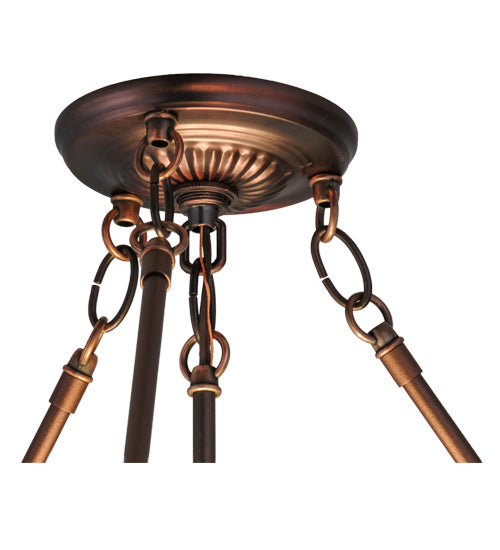 Meyda Lighting Willow 20" 3-Light Mahogany Bronze Inverted Pendant Light With Multi-Colored Jadestone Shade