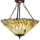 Meyda Lighting Willow 20" 3-Light Mahogany Bronze Inverted Pendant Light With Multi-Colored Jadestone Shade