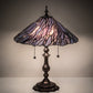 Meyda Lighting Willow 21" 2-Light Mahogany Bronze Table Lamp With Blue & Violet Jadestone Shade