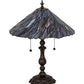 Meyda Lighting Willow 21" 2-Light Mahogany Bronze Table Lamp With Blue & Violet Jadestone Shade