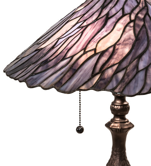 Meyda Lighting Willow 21" 2-Light Mahogany Bronze Table Lamp With Blue & Violet Jadestone Shade