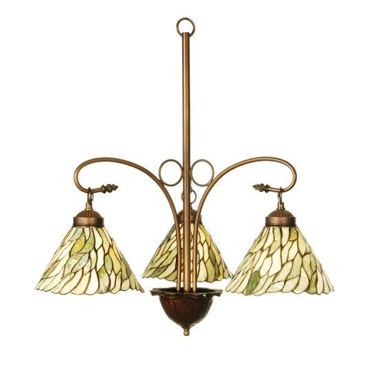 Meyda Lighting Willow 24" 3-Light Mahogany Bronze Chandelier With Jadestone Shade Glass