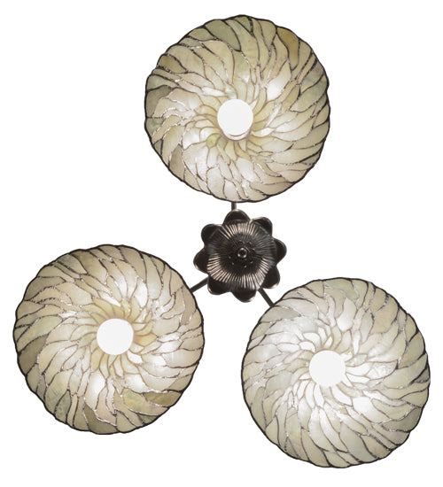 Meyda Lighting Willow 30" 3-Light Mahogany Bronze Chandelier With Moss Green and Ivory Jadestone Shade