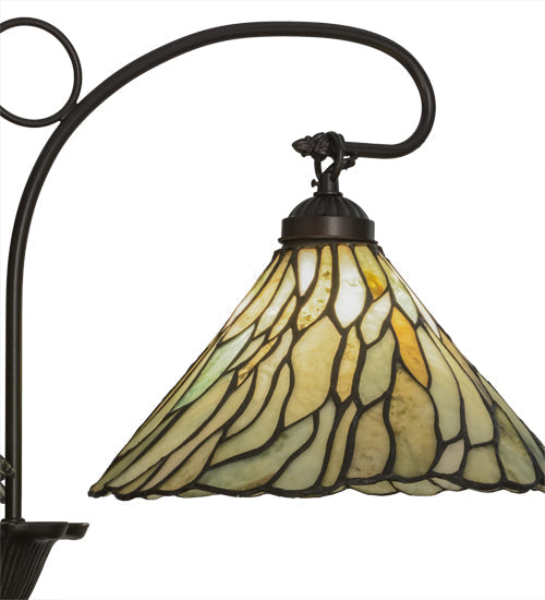 Meyda Lighting Willow 30" 3-Light Mahogany Bronze Chandelier With Moss Green and Ivory Jadestone Shade