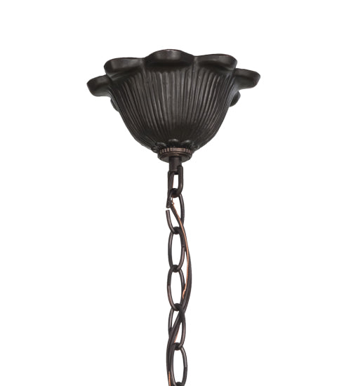 Meyda Lighting Willow 30" 3-Light Mahogany Bronze Chandelier With Moss Green and Ivory Jadestone Shade