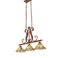 Meyda Lighting Willow 46" 3-Light Rust Island Pendant Light With Moss Green And Ivory Jadestone Shade