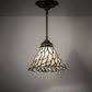 Meyda Lighting Willow 50863 8" Mahogany Bronze Mini Pendant Light With Green & Beige Jadestone Shade