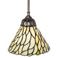 Meyda Lighting Willow 50863 8" Mahogany Bronze Mini Pendant Light With Green & Beige Jadestone Shade