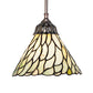 Meyda Lighting Willow 50863 8" Mahogany Bronze Mini Pendant Light With Green & Beige Jadestone Shade