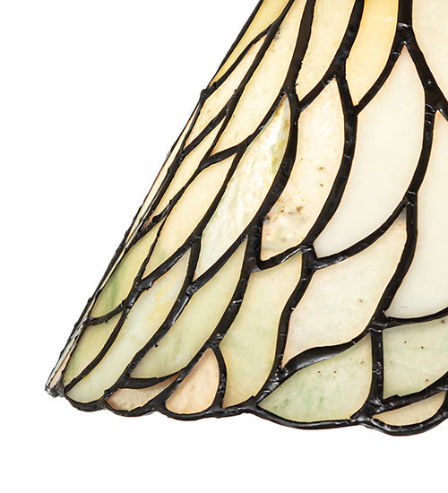 Meyda Lighting Willow 50863 8" Mahogany Bronze Mini Pendant Light With Green & Beige Jadestone Shade