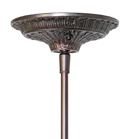 Meyda Lighting Willow 50863 8" Mahogany Bronze Mini Pendant Light With Green & Beige Jadestone Shade