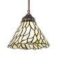 Meyda Lighting Willow 50863 8" Mahogany Bronze Mini Pendant Light With Green & Beige Jadestone Shade
