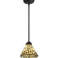 Meyda Lighting Willow 8" Black Mini Pendant Light With Green & Beige Jadestone Shade