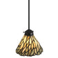 Meyda Lighting Willow 8" Black Mini Pendant Light With Green & Beige Jadestone Shade