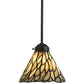 Meyda Lighting Willow 8" Black Mini Pendant Light With Green & Beige Jadestone Shade