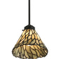 Meyda Lighting Willow 8" Black Mini Pendant Light With Green & Beige Jadestone Shade