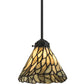 Meyda Lighting Willow 8" Black Mini Pendant Light With Green & Beige Jadestone Shade