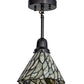 Meyda Lighting Willow 8" Craftsman Brown Mini Pendant Light With Green & Beige Jadestone Shade