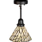 Meyda Lighting Willow 8" Craftsman Brown Mini Pendant Light With Green & Beige Jadestone Shade